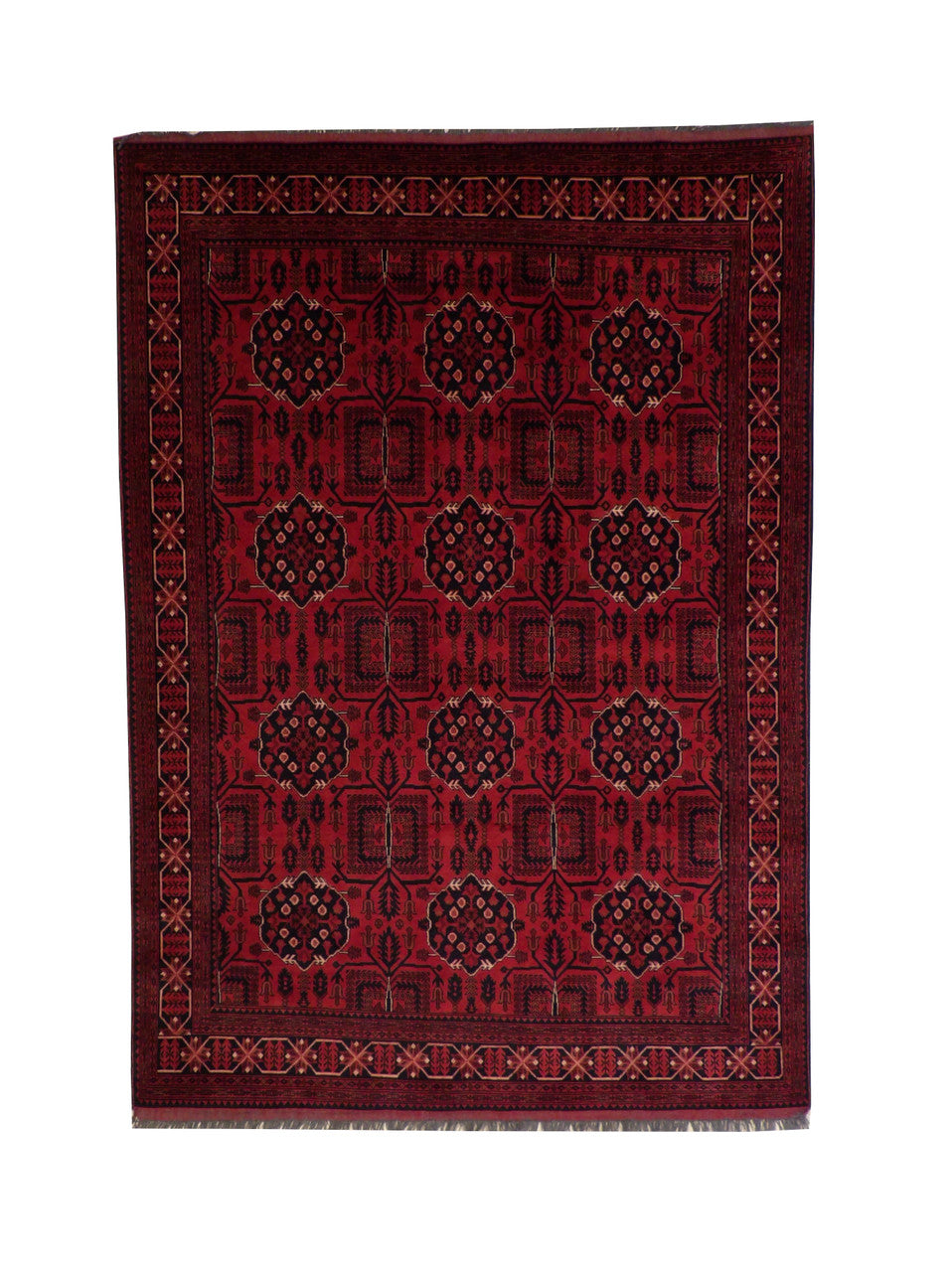 Tribal Khal Mohammadi hand-knotted wool rug in Black & Red, full view