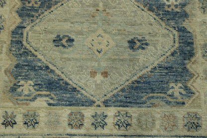 Blue Oushak Wash Chobi rug in room setting