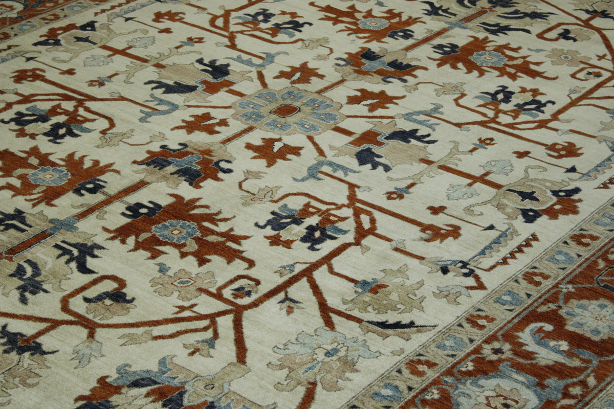 Back of Tribal Fine Floral Sherapi hand-knotted rug