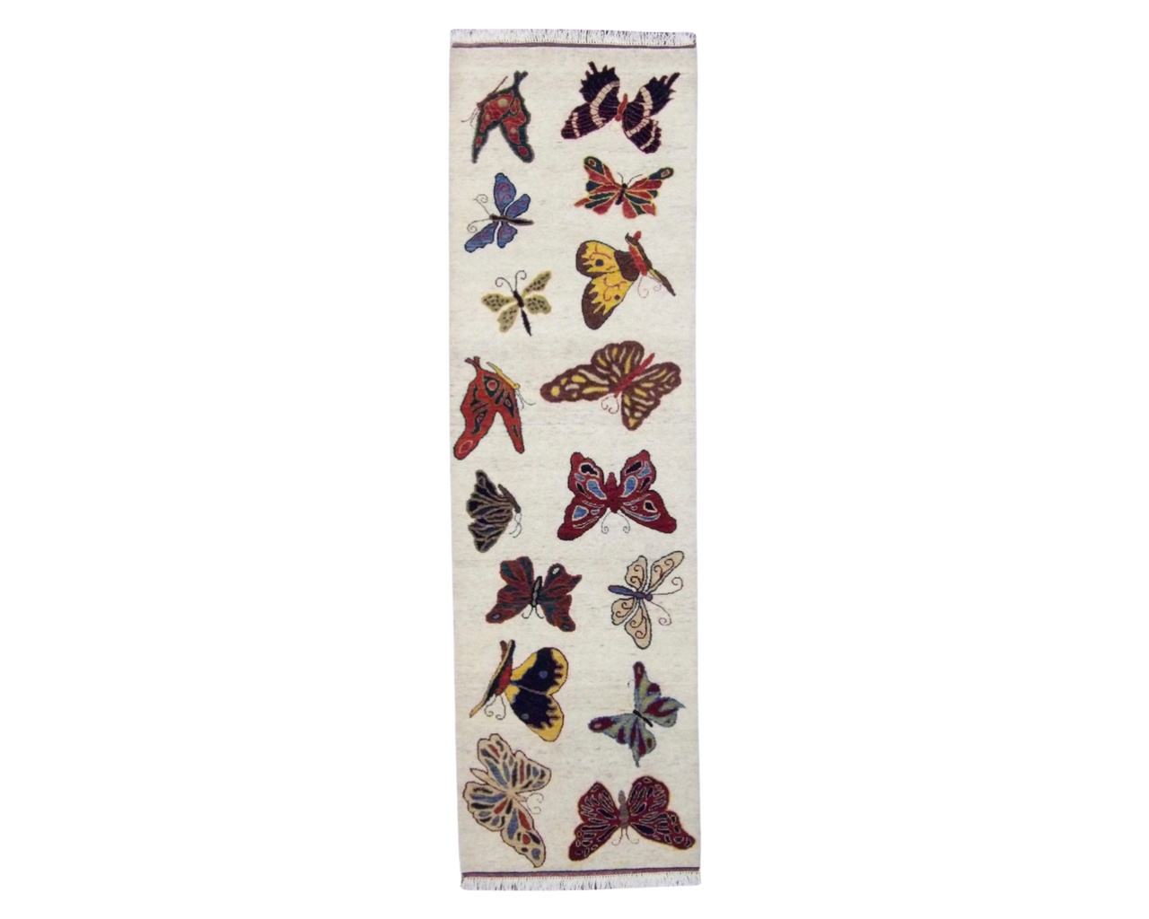 Modern Butterfly Design hand-knotted wool rug in Beige & Multi-Color, full view