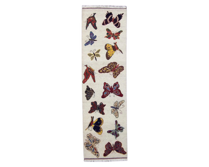 Modern Butterfly Design hand-knotted wool rug in Beige & Multi-Color, full view
