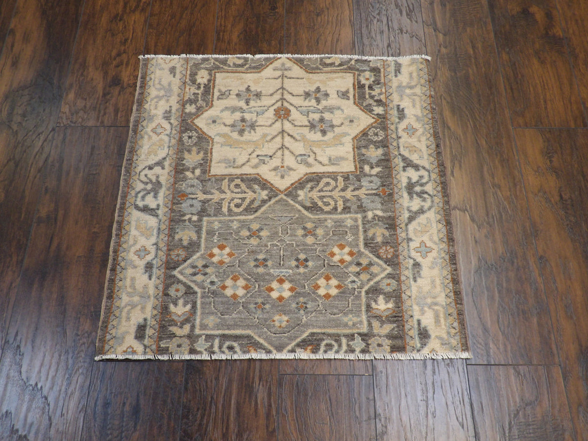 Close-up of wool pile, Brown & Beige rug