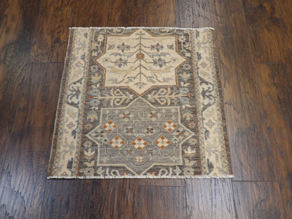 Close-up of wool pile, Brown & Beige rug