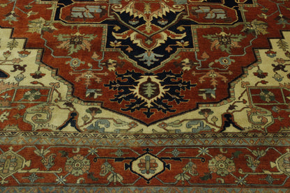 Traditional Antiquewash Sherapi rug border detail