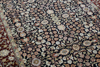 Blue & Red Traditional Fine Heraki rug in room setting