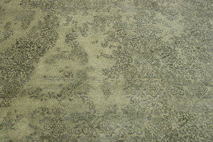 Modern Abstract Broken Design hand-knotted wool-silk rug in Gray & Beige, full view