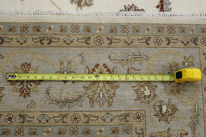 Blue & Beige Oushak Indo Agra Chobi rug in room setting