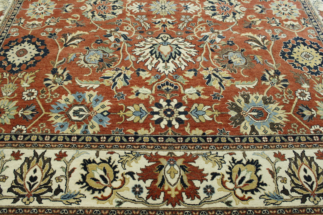 Traditional Fine Haji Jalili hand-knotted wool rug in Beige & Rust, full view