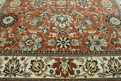 Traditional Fine Haji Jalili hand-knotted wool rug in Beige & Rust, full view