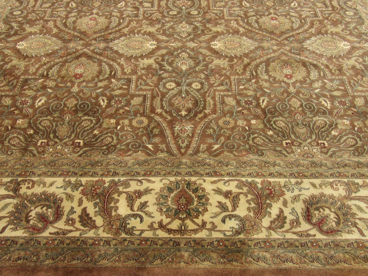 Back of Persian Mashad hand-knotted rug
