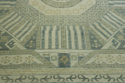 Oushak Khotan hand-knotted wool rug in Gray & Beige, full view