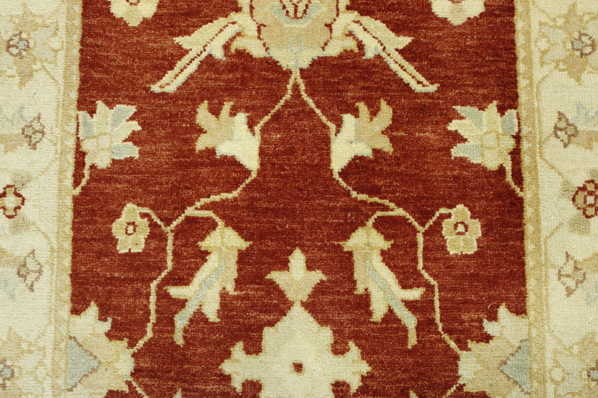 Gold & Red Oushak Chobi rug in room setting
