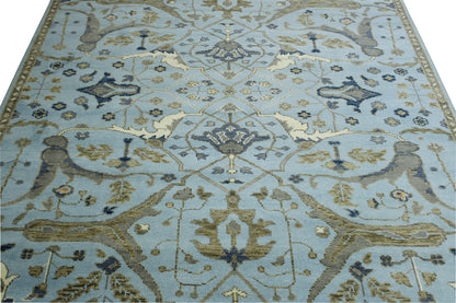 Blue Oushak Ziegler rug in room setting
