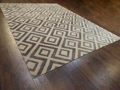 Full view of modern diamond rug