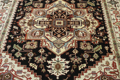 Black & Beige Tribal Heriz rug in room setting
