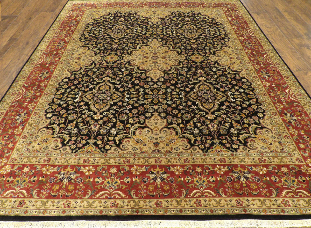 Close-up of wool pile, Black & Red rug