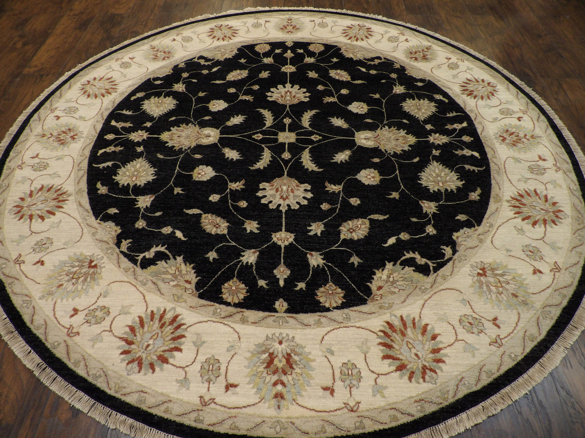 Ziegler Oushak / Peshawar hand-knotted wool rug in Black, 8'0" x 8'0", SKU w509
