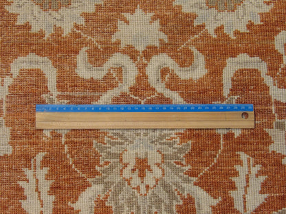 Beige & Rust Oushak Chobi Natural Dye rug in room setting