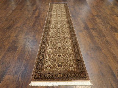 Close-up of wool pile, Black & Beige rug