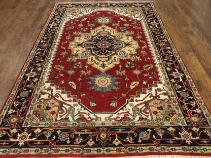 Close-up of wool pile, Blue & Red rug