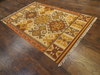 Southwestern stripe pattern detail, ivory and rust kilim