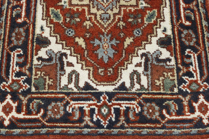 Tribal Indo Heriz rug border detail