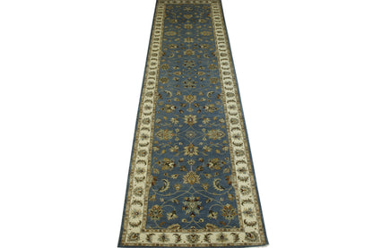 Close-up of wool pile, Blue & Beige rug