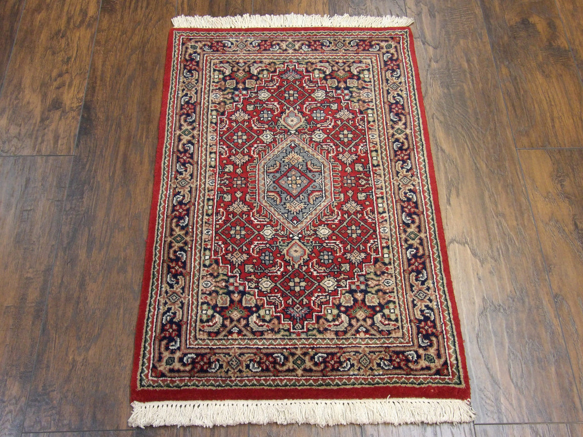 Close-up of wool pile, Blue & Red rug