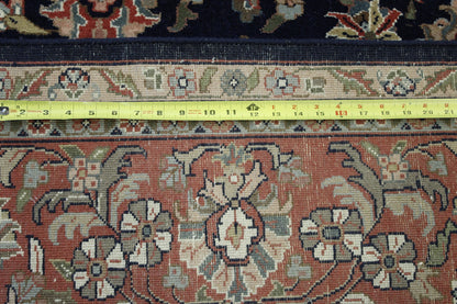 Close-up of wool pile, Blue & Rust rug