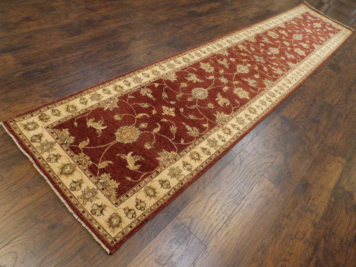 Kashan Oushak / Peshawar hand-knotted wool runner in Beige, 3'0" x 14'11", SKU W1165