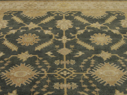 Back of Oushak hand-knotted rug