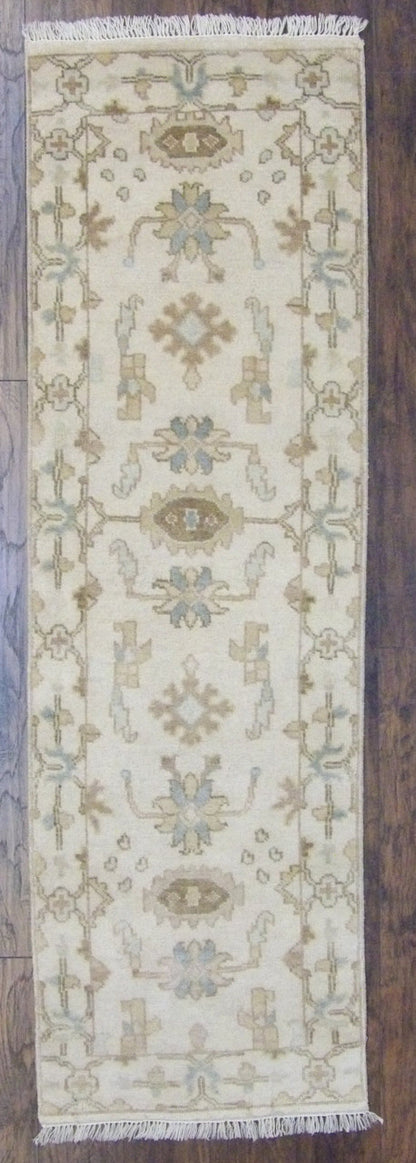 Turk Oushak Natural Dye hand-knotted wool rug in Beige, full view