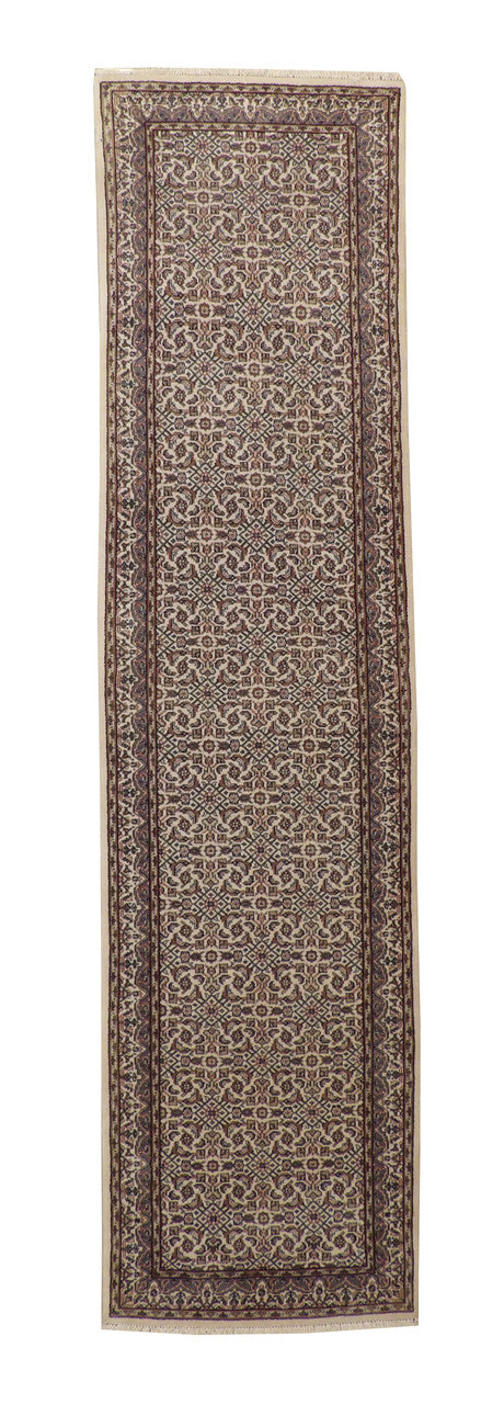 Beige 2'10" x 10'11" Traditional Fine Mir Design Hand knotted Wool Rug - Sku: W20007