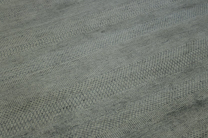 Gray 6'0" x 8'3" Modern Grass Design Hand knotted Wool/Silk Rug - Sku: W2080