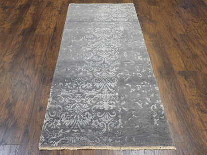 Back of Transitional Broken Damask hand-knotted rug