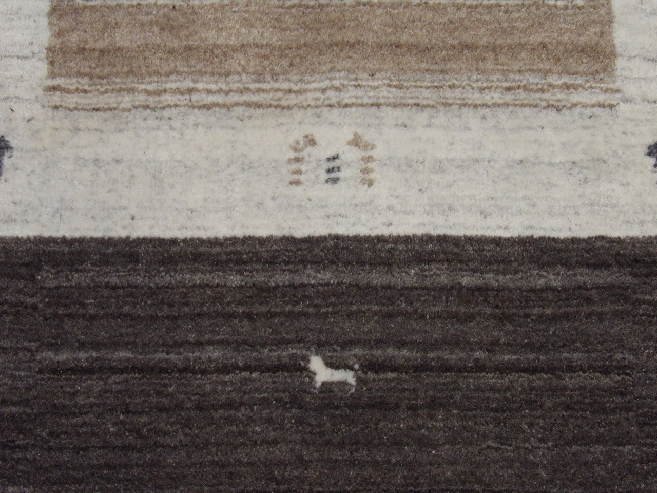 Gabbeh rug border detail, gray and white