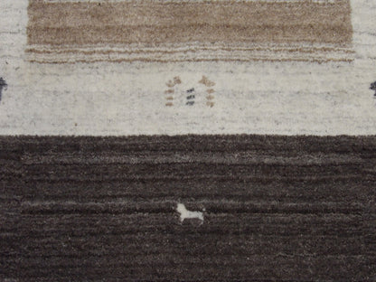 Gabbeh rug border detail, gray and white