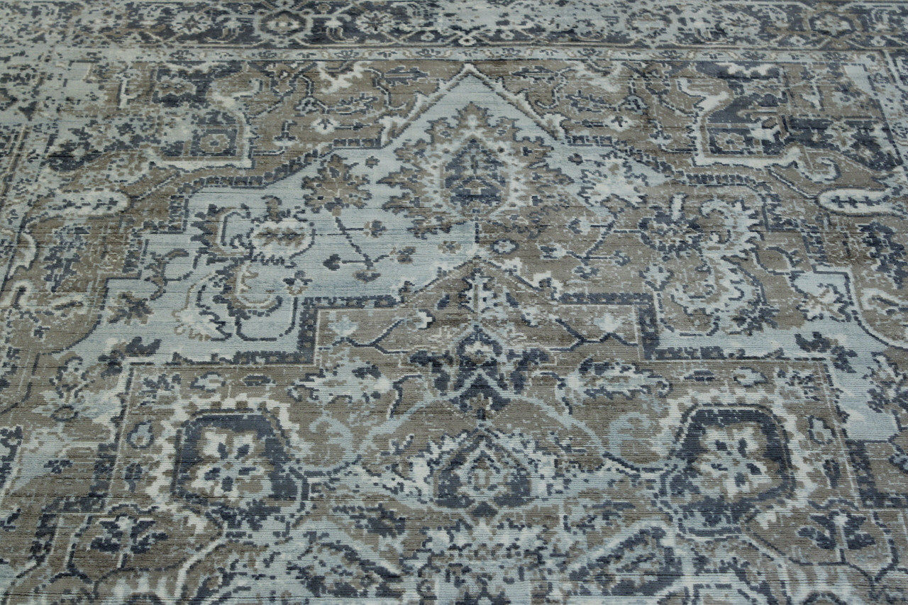 Modern Broken Heriz Design rug corner detail