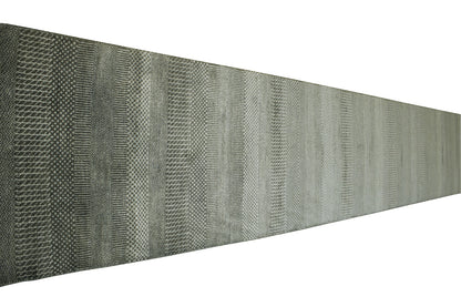 Close-up of wool-silk pile, Gray & Beige rug
