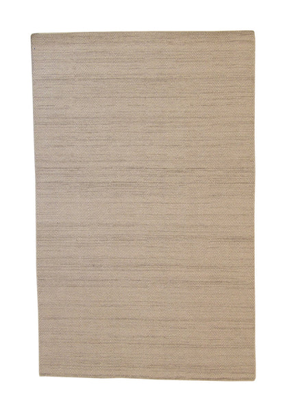 Modern Natural Lowpile hand-knotted wool rug in Brown, full view