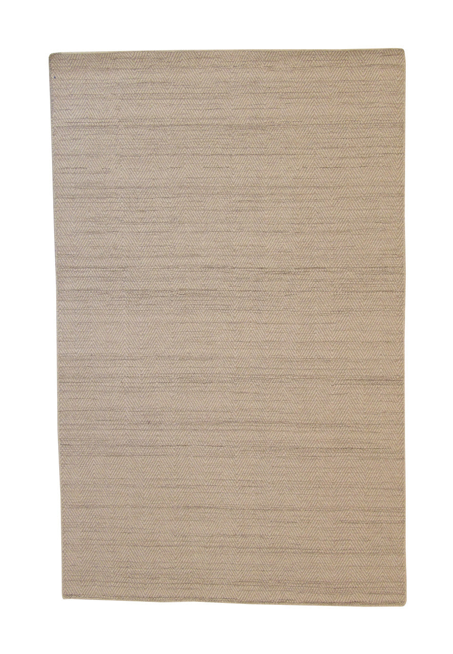 Modern Natural Lowpile hand-knotted wool rug in Brown, full view