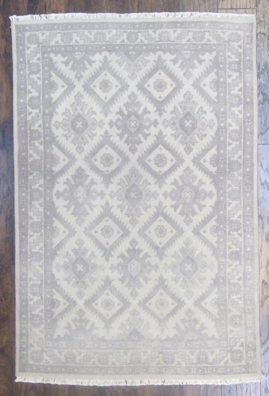 Tribal Kazak So Wash hand-knotted wool rug in Gray & Beige, full view