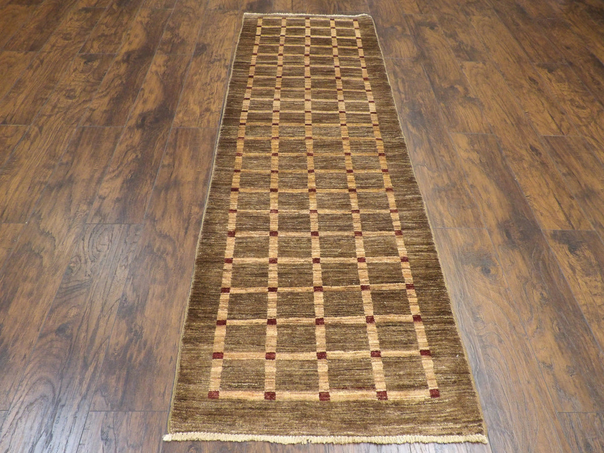 Close-up of wool pile, Brown & Red rug