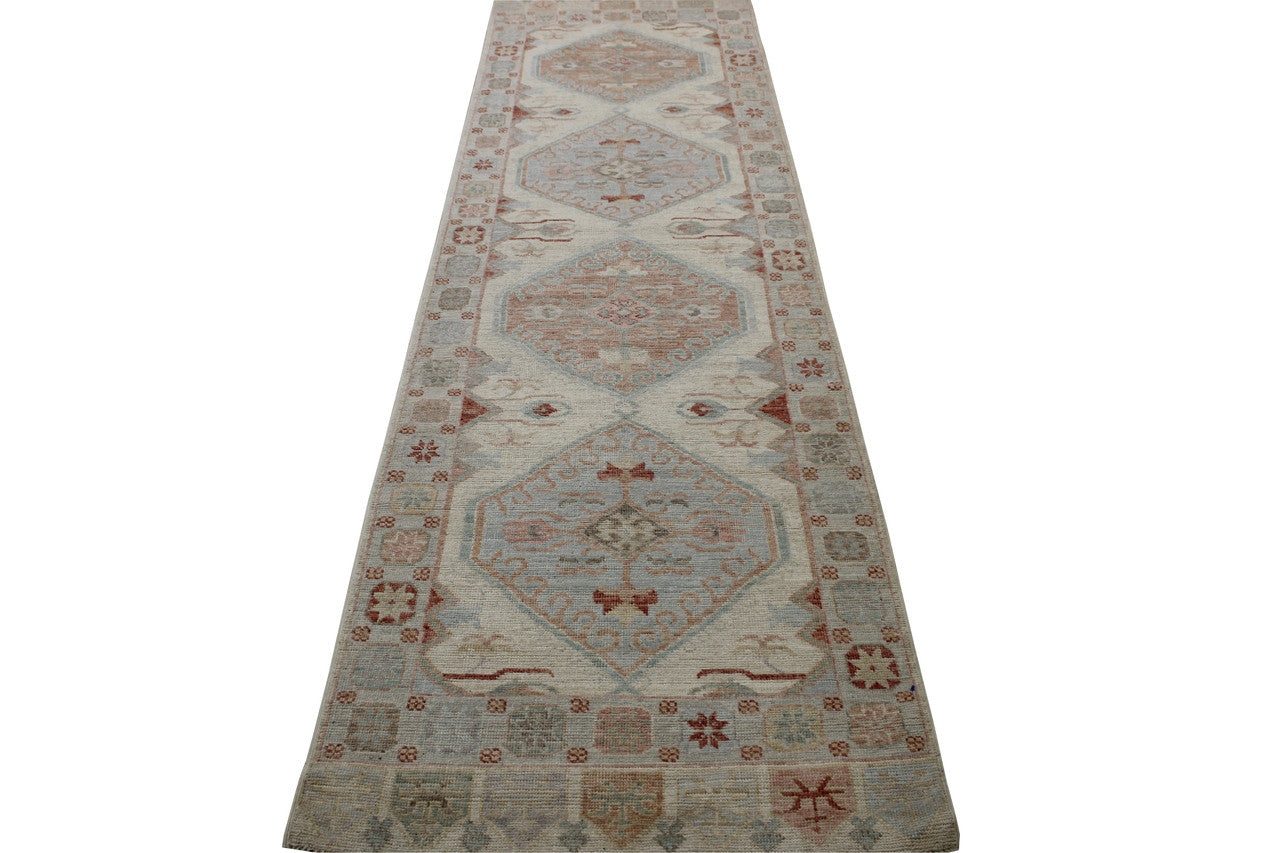 Beige 2'10" x 9'10" Oushak Chobie Hand knotted Wool Rug - Sku: w20354