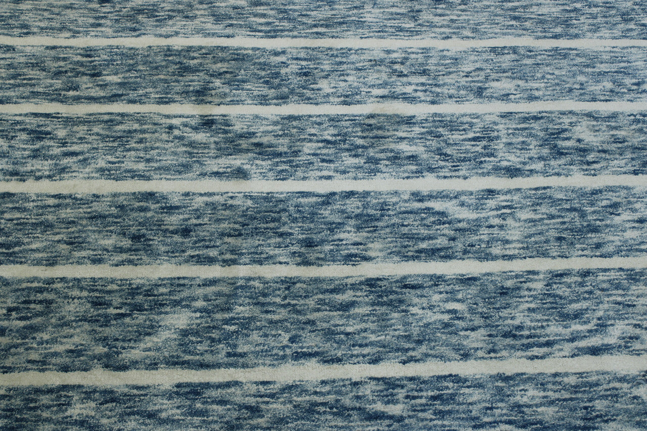 Close-up of wool-silk pile, Blue & White rug