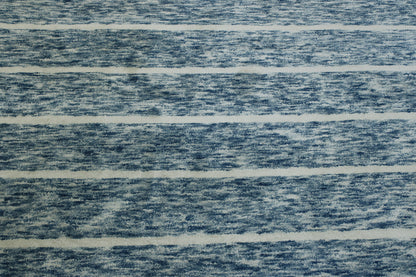 Close-up of wool-silk pile, Blue & White rug