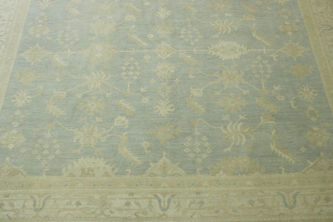 Back of Oushak Chobi hand-knotted rug