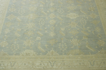 Back of Oushak Chobi hand-knotted rug
