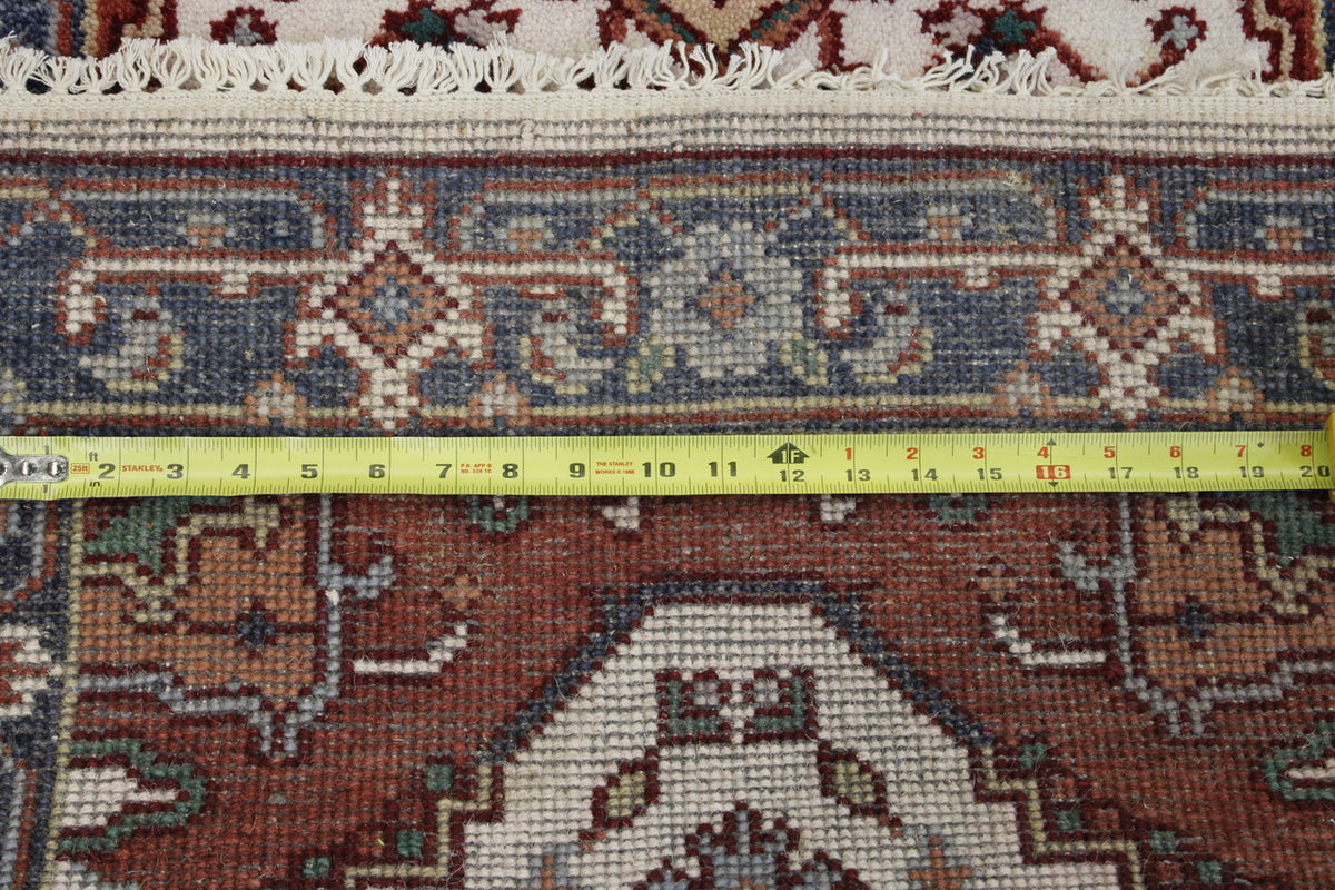 Tribal Indo Heriz rug corner detail