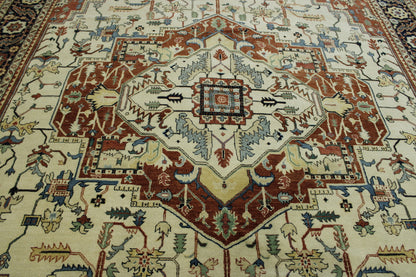 Blue & Rust Tribal Fine Sherapi rug in room setting